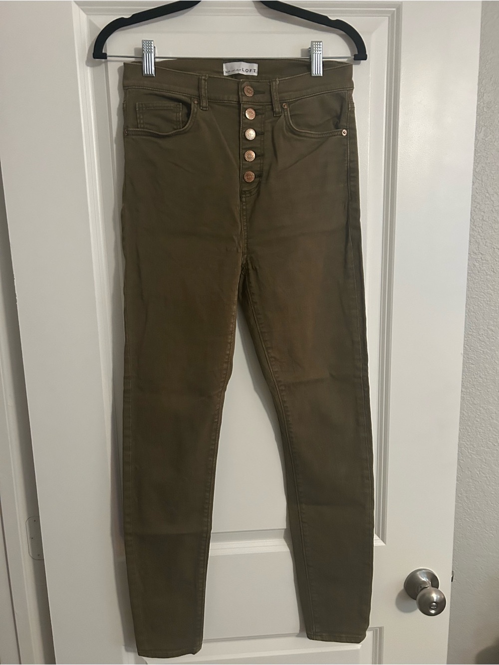 LOFT Olive Green Skinny Button-Fly Jeans